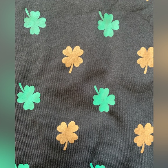 Typsy Elves Black w/ Gold Foil/ Green High Waisted Leggings Polyester-Spandex M - Picture 4 of 8